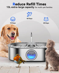 ECOCONUT large-dog fountain, deeper tray for comfortable, splash-free drinking.