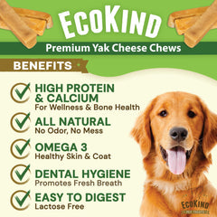EcoKind Premium Gold Yak Chews close-up reveals natural ingredients and smooth texture ideal for chews.