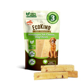 EcoKind Premium Gold Yak Chews package shows natural ingredients and bacon flavor for busy dogs