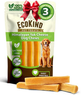 EcoKind Premium Gold Yak Chews packaging shows natural ingredients and Himalayan tradition.