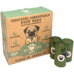 ECOLOVE PAWS compostable dog bags in box for backyard composting suitability.