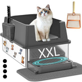 Ecsdsvsd XXL stainless steel litter box full view for large cats.