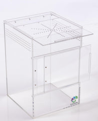 EctoTherm jumping spider enclosure open-door detail enables overhead access to webs.