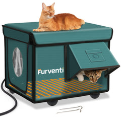 eekkii heated cat house outdoor dual doors provides secure, weatherproof shelter for cats