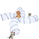 EGETOTA Cat Tunnel S4 white grey offers cozy hiding space during play.