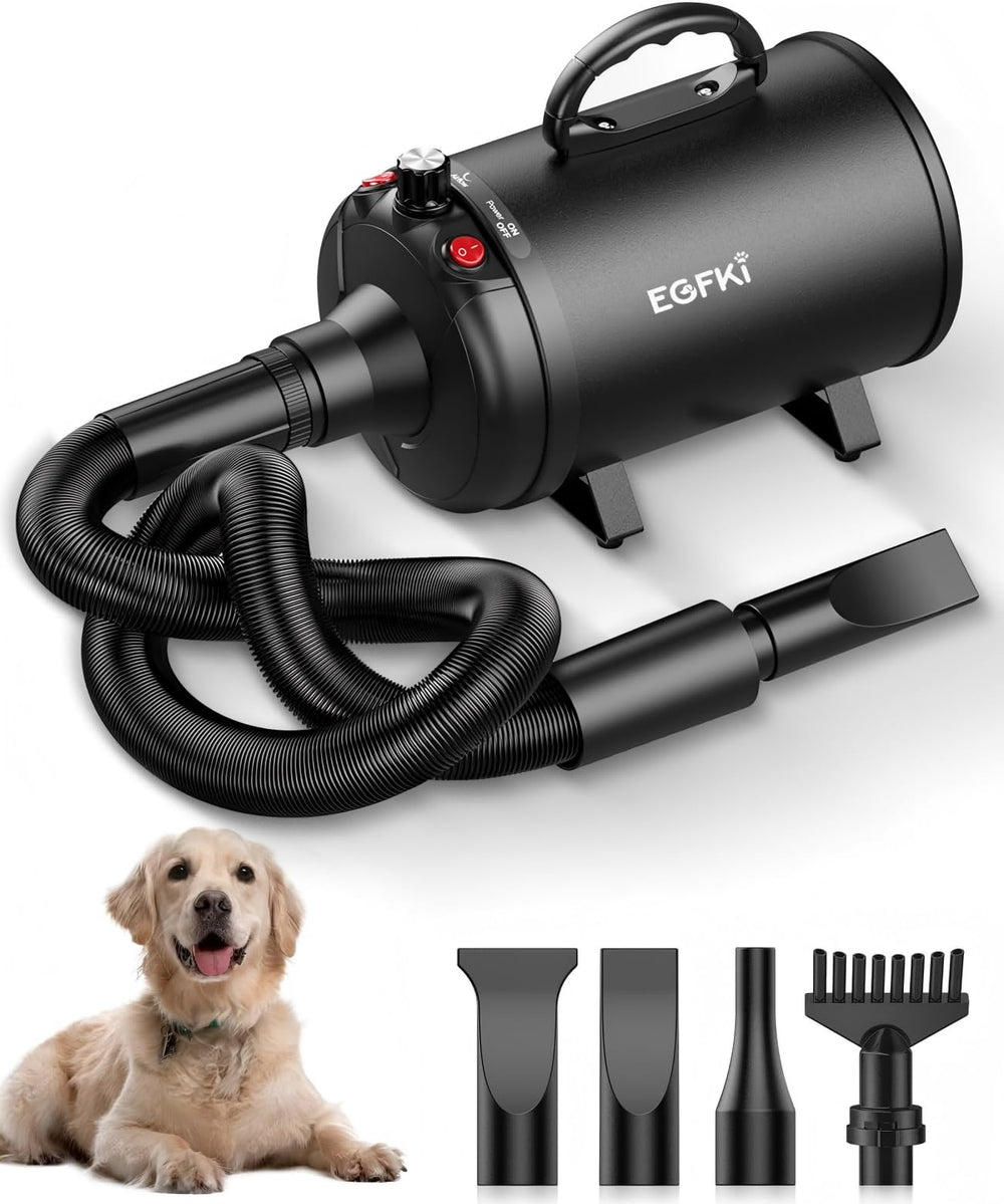 EGFKI Dog Dryer with four nozzles enables versatile grooming for coats and undercoats.