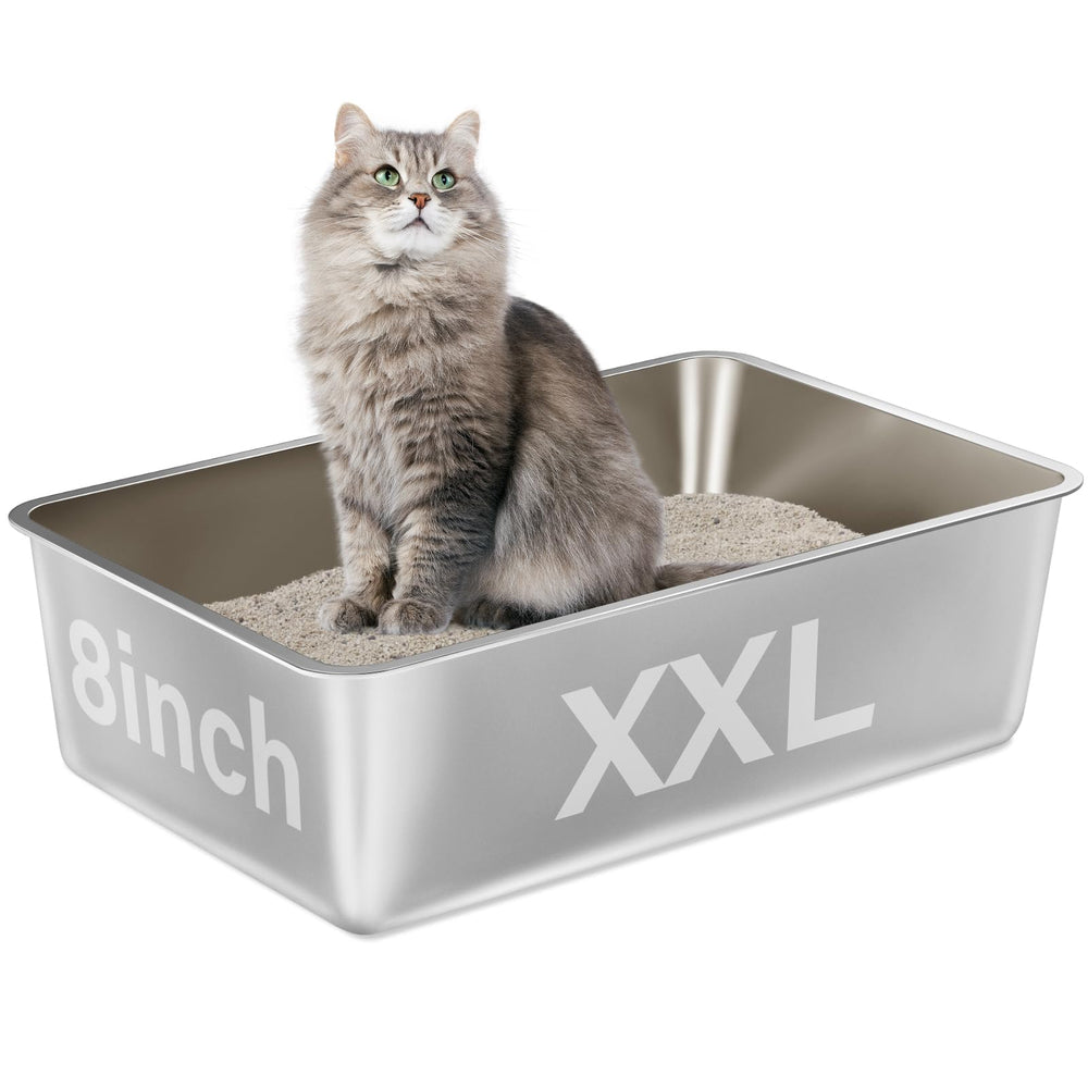 EGMEHOAD stainless-steel litter box XXL dimensions highlight space for large cats