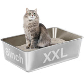 EGMEHOAD stainless-steel litter box XXL dimensions highlight space for large cats