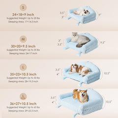 EHEYCIGA 36-inch bed blue side view highlighting stable base and non-slip bottom