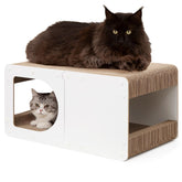 EHEYCIGA Cardboard Cat Scratcher House front view showing large scratching surface for indoor cats