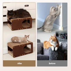 EHEYCIGA Cardboard Cat Scratcher House top view—multi-side scratching surfaces