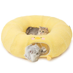 EHEYCIGA cat tunnel bed in soft cotton fleece offers a cozy nap retreat.
