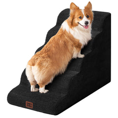 EHEYCIGA curved dog stairs 2-step close-up showing stable foam for small pets