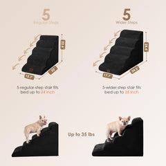 EHEYCIGA curved dog stairs 3-step side view highlights low-angle design for joints