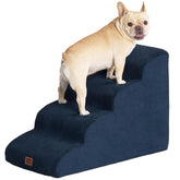 EHEYCIGA curved dog stairs 4-step navy provide safe access to high beds.