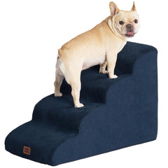 EHEYCIGA curved dog stairs 4-step navy provide safe access to high beds.
