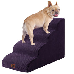 EHEYCIGA curved dog stairs in purple provide easy high bed access.