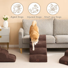 EHEYCIGA curved dog stairs 4-step model supports gentle elevation for small dogs