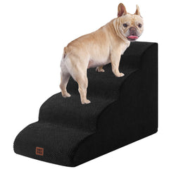 EHEYCIGA curved dog stairs 4step sideview provides easy high-bed access for pets.