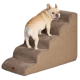 EHEYCIGA curved dog stairs 5-step camel bed-edge for safe bed access