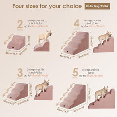 EHEYCIGA Curved Dog Stairs dusty pink close-up; removable washable cover.