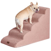 EHEYCIGA Curved Dog Stairs dusty pink front angle; stable non-slip climbing.