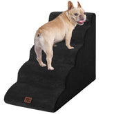EHEYCIGA curved dog stairs edge-aligned setup aids safe bed access for pets.