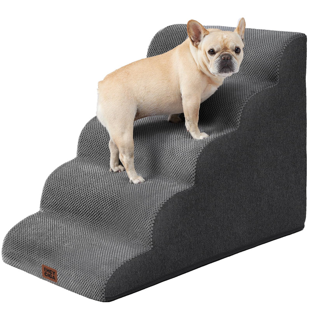 EHEYCIGA curved dog stairs edge-bed design for easy bed access