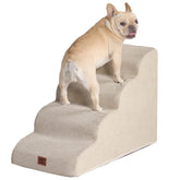 EHEYCIGA curved dog stairs sit at the bed edge for safe, easy climbs.