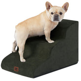 EHEYCIGA Curved Dog Stairs close-up shows supportive foam cushioning for steady bed-to-floor climbs.