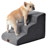 EHEYCIGA curved dog stairs grey edge aids easy sofa access for small pets.