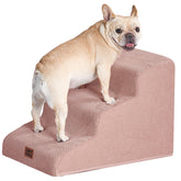 EHEYCIGA curved dog stairs pink front view for sofa—gentle climb and stability.