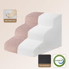 EHEYCIGA curved dog stairs pink side view—low-profile design for space-saving setup.