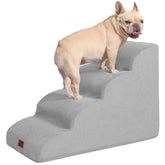 EHEYCIGA Curved Dog Stairs side view highlights bed-edge access for easy climbs.