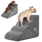 EHEYCIGA curved-foldable dog stairs edge-bed provide gentle access for small dogs and cats.