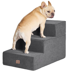 EHEYCIGA dog stairs 3-step wide sofa gray for easy couch access and gentle climbs