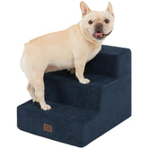 EHEYCIGA dog stairs 3-step side view shows easy access for small dogs.