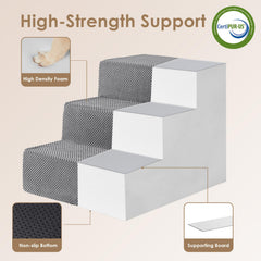 EHEYCIGA dog stairs 5-step high-bed gray suitable for taller furniture and higher climbs