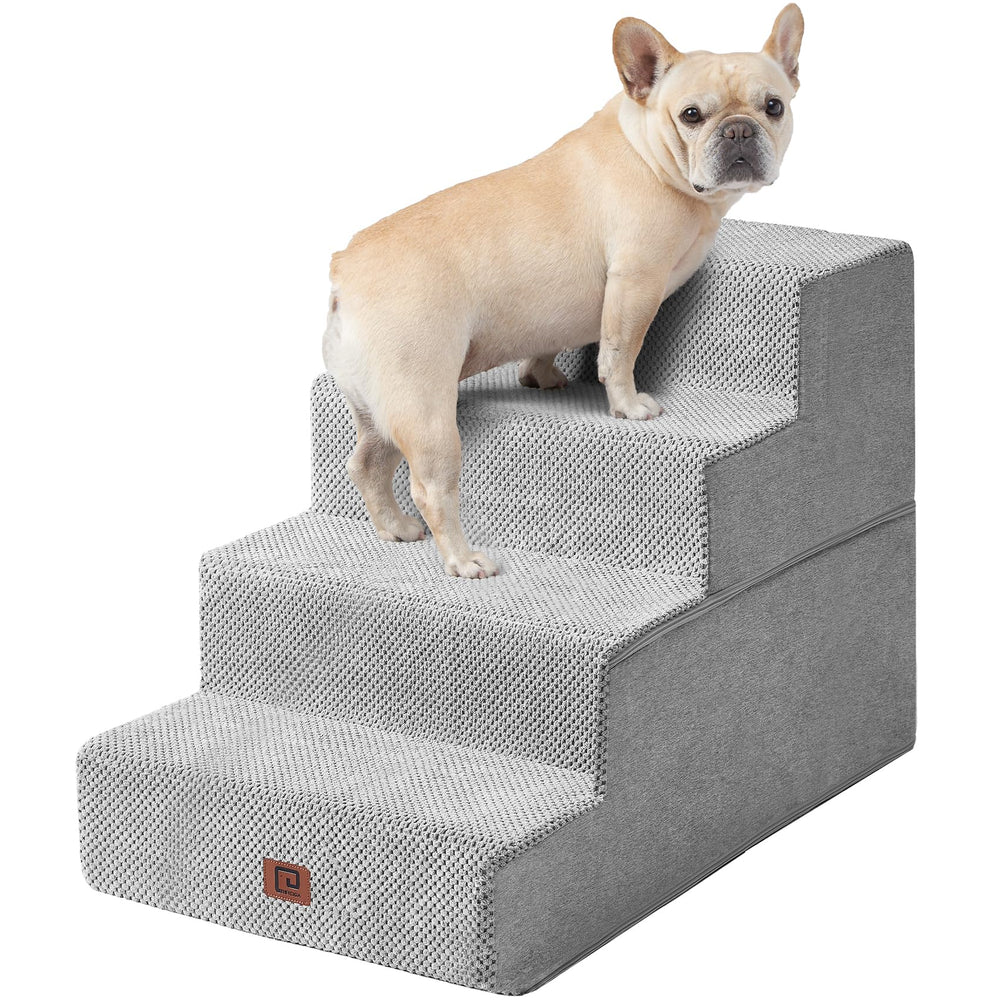 EHEYCIGA dog stairs edge-fit against bed for easy access.