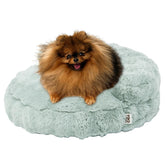 EHEYCIGA extra small dog bed front view with plush sage green fur for cozy naps