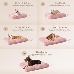 EHEYCIGA fluffy dog crate bed pink top view highlights soft interior cushioning