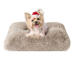 EHEYCIGA fluffy dog crate bed with plush faux fur surface for cozy lounging