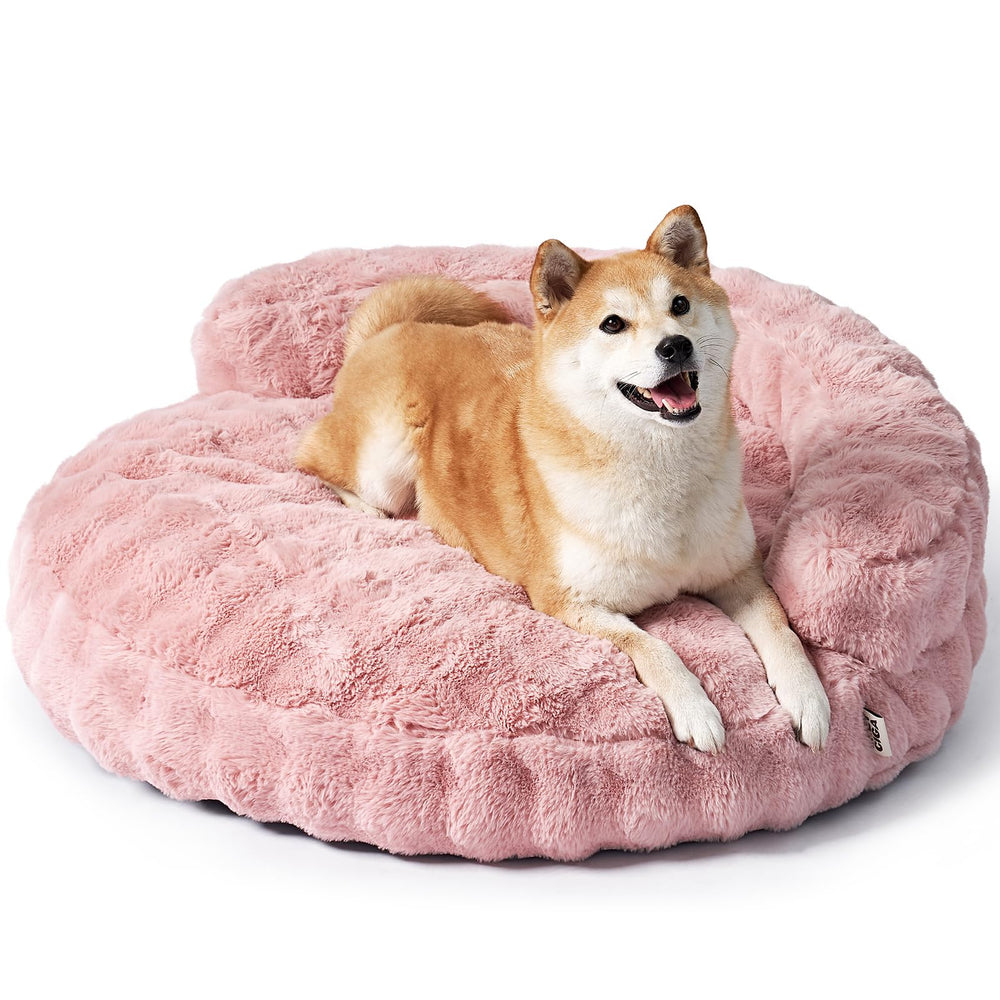 EHEYCIGA large dog bed bubble fur pink texture for cozy naps.