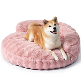 EHEYCIGA large dog bed bubble fur pink texture for cozy naps.