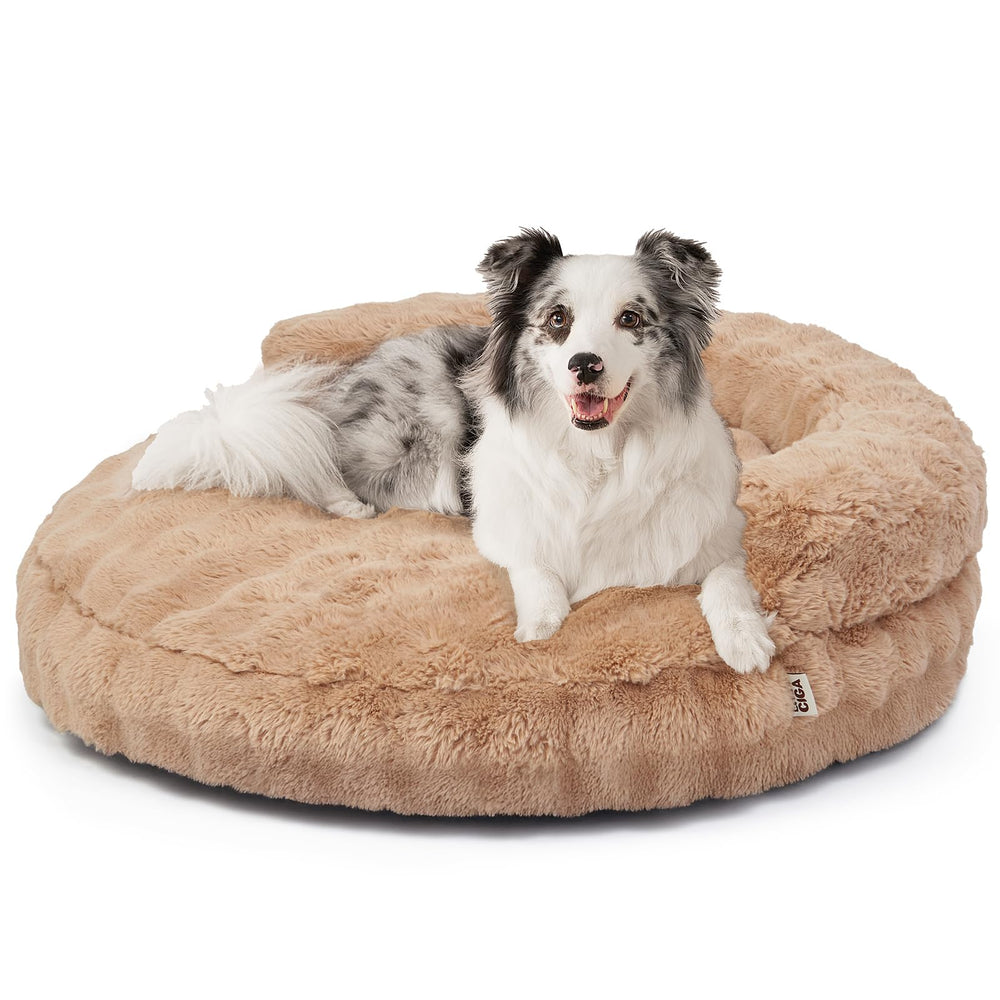 EHEYCIGA large dog bed camel overview promotes restful lounging and room-ready style