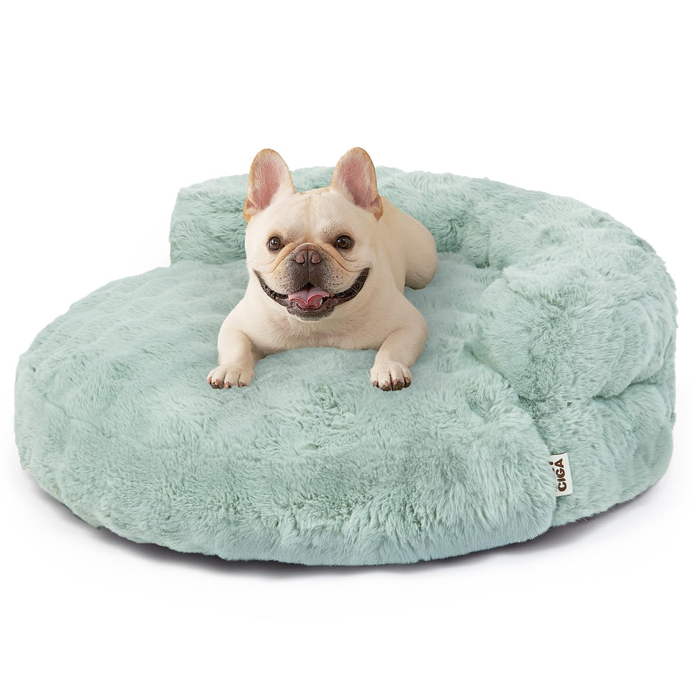 EHEYCIGA medium dog bed with plush faux rabbit fur for cozy naps.