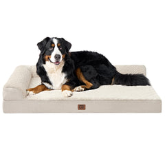 EHEYCIGA memory foam dog bed egg crate top cushions for comfort and pressure relief.