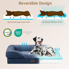 EHEYCIGA memory foam dog bed four-sided bolster supports neck
