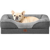 EHEYCIGA memory foam dog bed front view shows supportive 30x20x6.5 size for comfy naps.