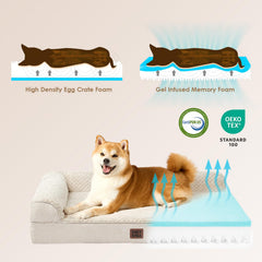 EHEYCIGA memory foam bed has linen-like sides for breathability and cozy touch